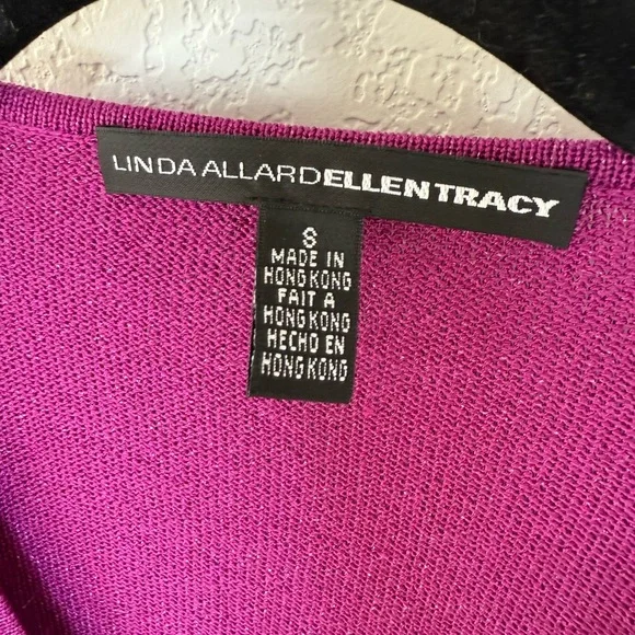 Vintage Linda Allard Ellen Tracy shimmer magenta cardigan - Picture 3 of 3